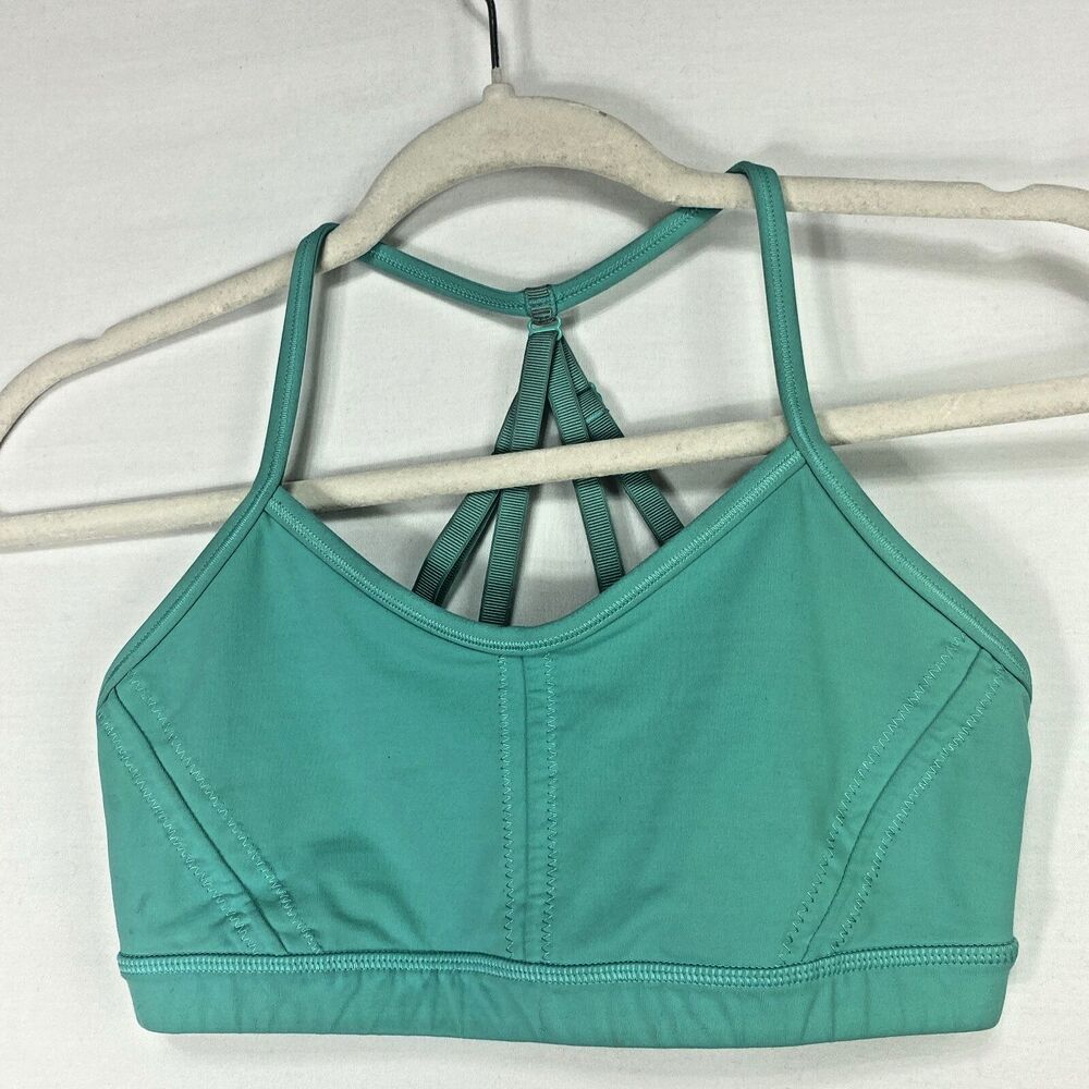 Lululemon Breathe Easy Bra Size 4 Green Womens Athletic Strappy Back Adjustable